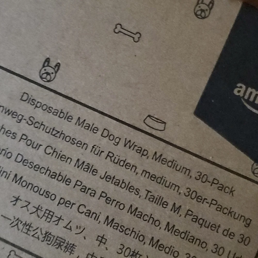 Amazon Basics Male Dog Wrap, Disposable Diapers-Medium 30 in Box
